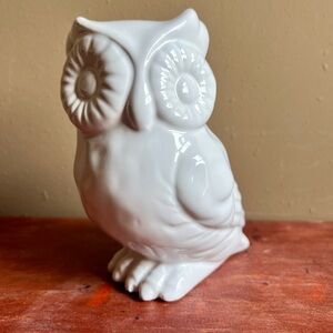 Cute Ceramic Owl Figurine White Rustic Cottagecore Farmhouse Home Decor Statue